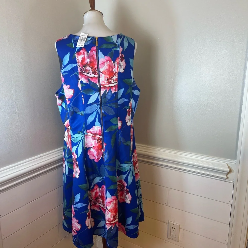 Dressbarn Established 1962 Bright Floral Scuba Dress 18 FREE SHIP